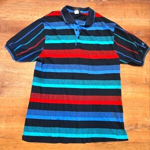 Vintage Hobie Multicolor Striped Polo Shirt Mens Extra Large